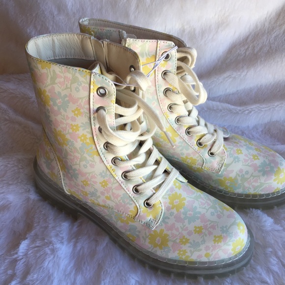 Sugar Shoes - Sugar Kaedy Spring Flowers Combat Boots